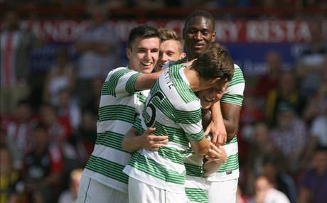 El Celtic celebra un gol