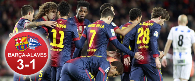 El Barça pudo celebrar un trabajado triunfo ante un combativo Alavés