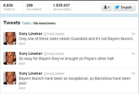 Gary Lineker se lamentó por la derrota del Barça y recurrió a la ironía