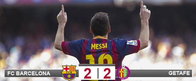 Leo Messi celebra el primero de los goles del Barça frente al Getafe, que esta vez no sirvió para sumar un triunfo