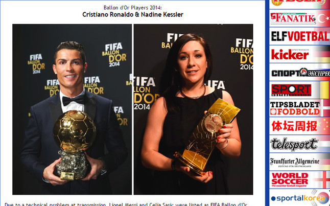 Leo Messi y Celia Sasic, ganadores del Balón de Oro 2015