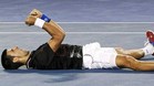 Djokovic, celebrando el ttulo nada ms acabar el partido