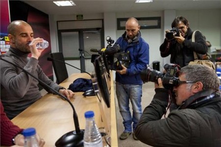 Pep Guardiola, en la rueda de prensa de este martes