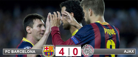Messi y Piqué celebran el gol del central