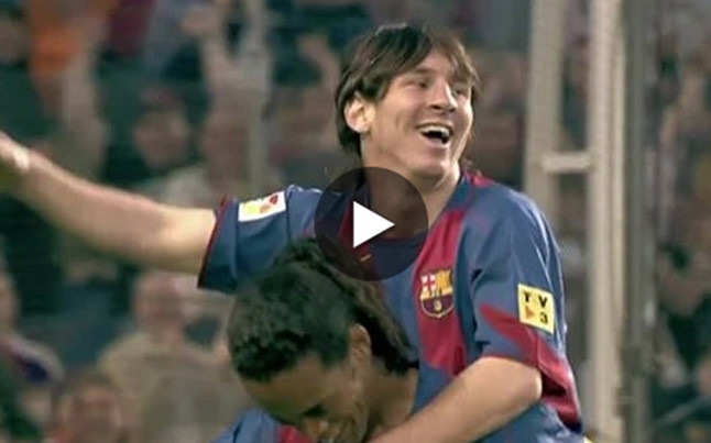 Primer gol de Leo Messi