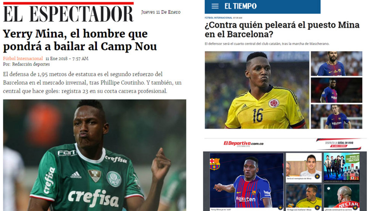 La prensa colombiana se emociona con Yerry Mina