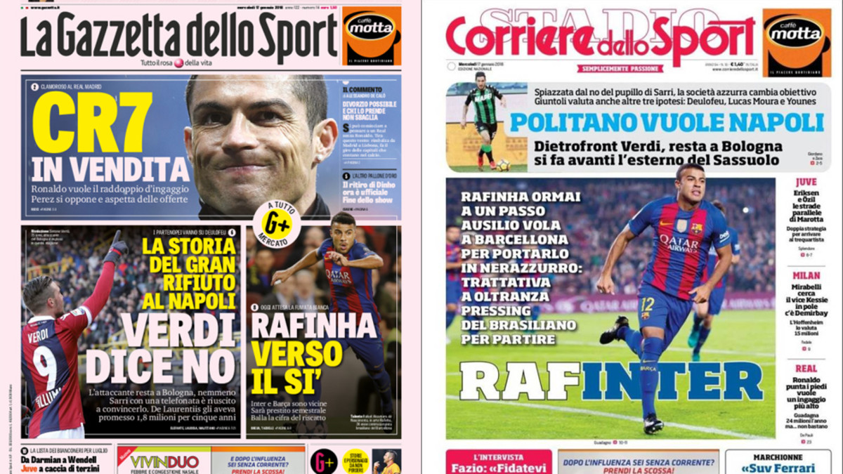 Rafinha, en el ojo de la prensa italiana