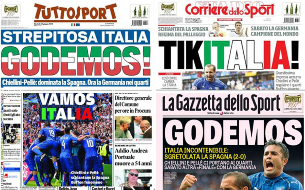 La prensa italiana destaca que el 'tiki taka' lo puso la 'azzurra'
