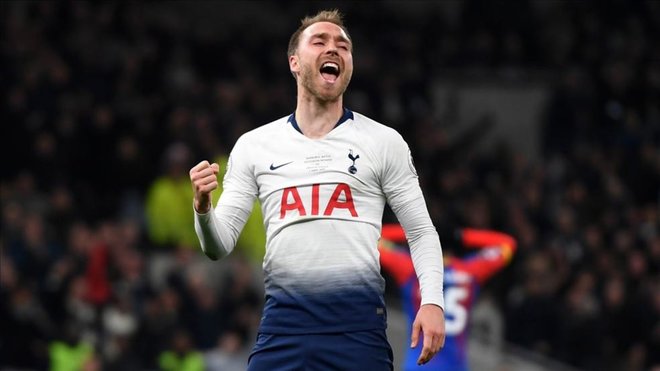 Christian Eriksen, durante un partido con el Tottenham.