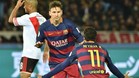 Leo Messi celebra con Neymar el primer gol del FC barcelona en la final del Mundial de Clubes contra River Plate